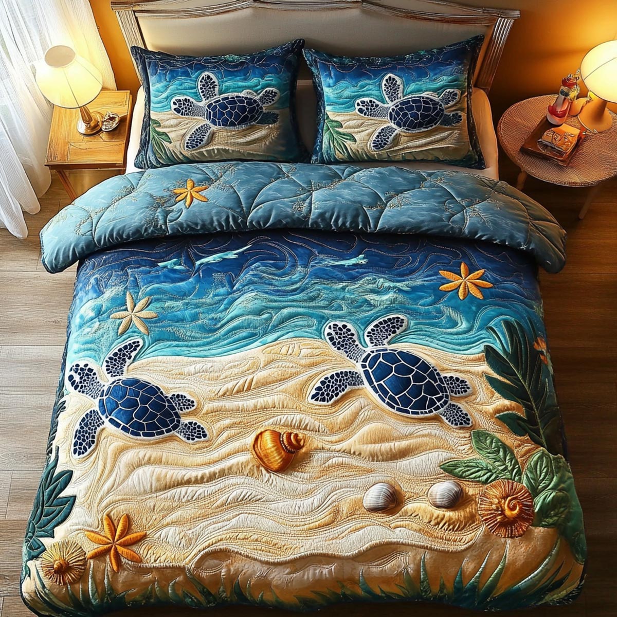 Sea Turtle 3-Piece Quilted Bedding Set NCU0DV9448