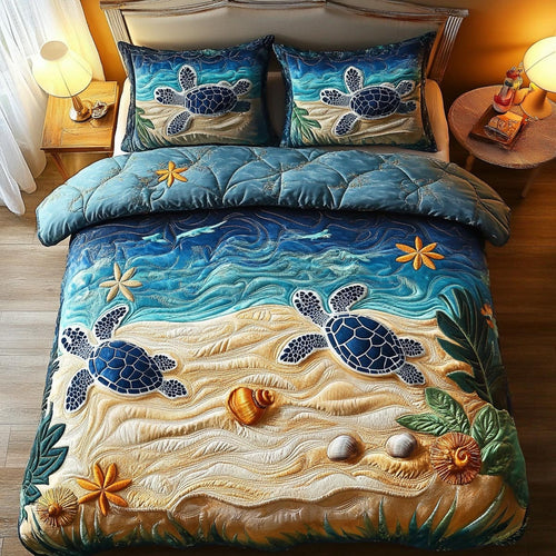 Sea Turtle 3-Piece Quilted Bedding Set NCU0DV9448
