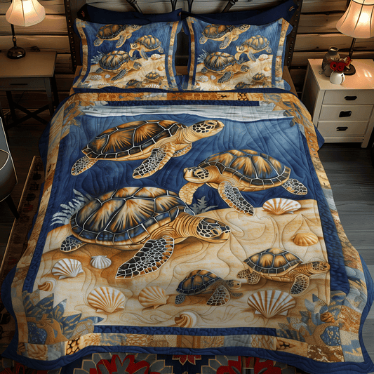 Sea Turtle Cove 3-Piece Quilted Bedding Set NCU0TH1339