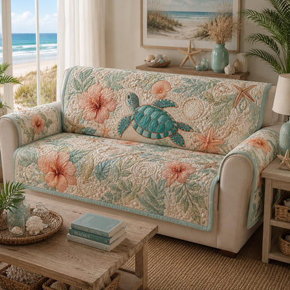 Sea Turtle Cove Quilted Sofa Cover NCU0DV9817