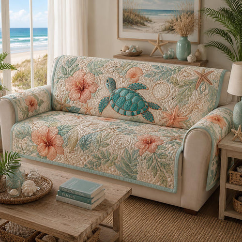 Sea Turtle Cove Quilted Sofa Cover NCU0DV9817