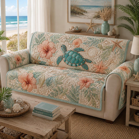 Sea Turtle Cove Quilted Sofa Cover NCU0DV9817
