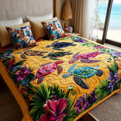 Sea Turtle Glow 3-Piece Quilted Bedding Set NCU0NT11717