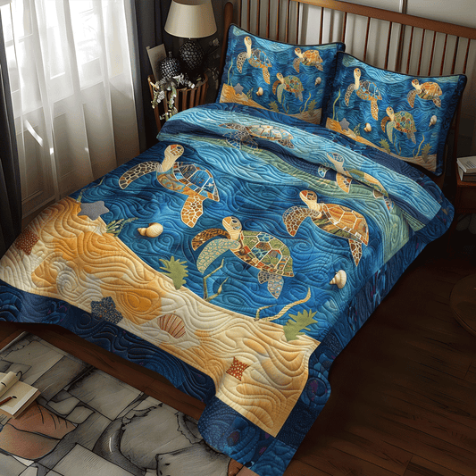 Sea Turtle Playground 3-Piece Quilted Bedding Set NCU0TH1352