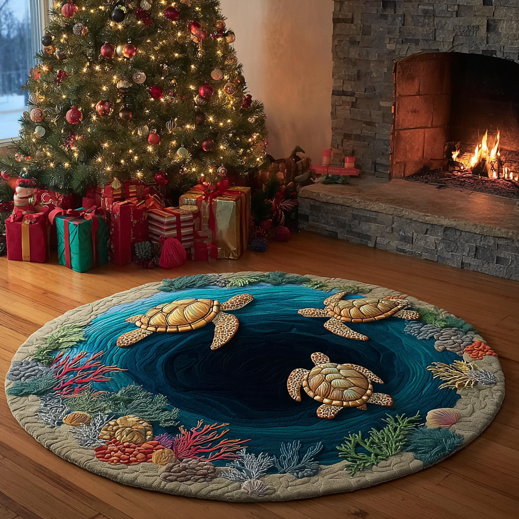 Sea Turtle Quilted Round Mat NCU0DK11353 – Vantique