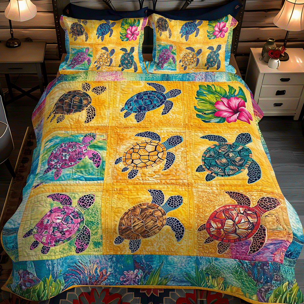 Sea Turtle Sanctuary 3-Piece Quilted Bedding Set NCU0TL1127