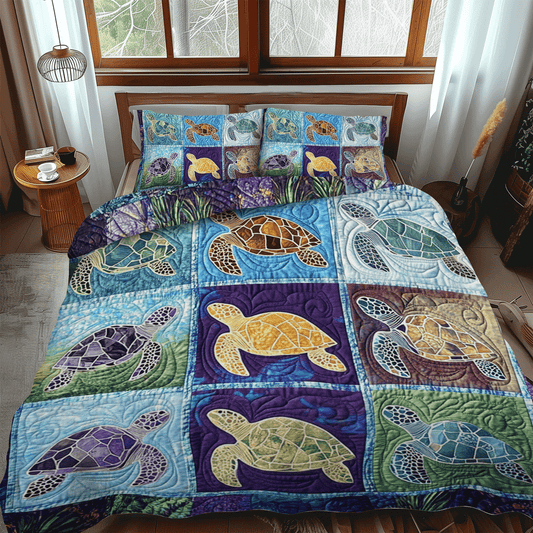Sea Turtle Sanctuary 3-Piece Quilted Bedding Set NCU0TL1479