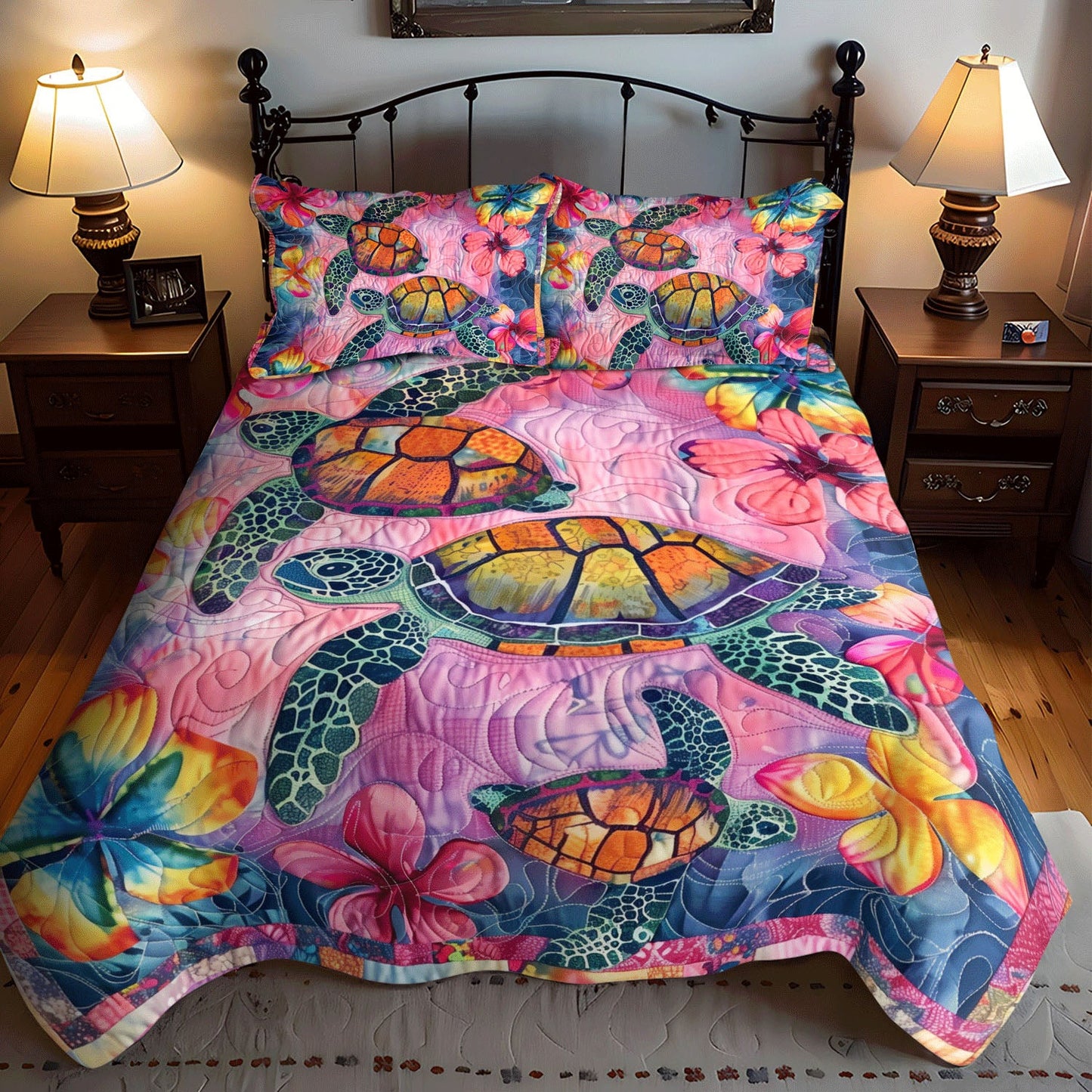 Sea Turtle Sanctuary 3-Piece Quilted Bedding Set NCU0TL755