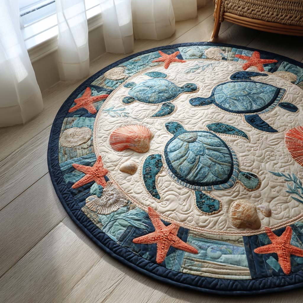 Sea Turtle Serenity Quilted Round Mat NCU0TD027