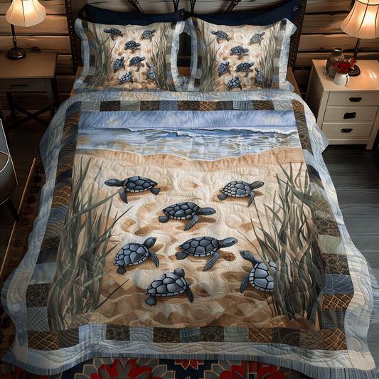 Sea Turtle Sojourn 3-Piece Quilted Bedding Set NCU0TH1327