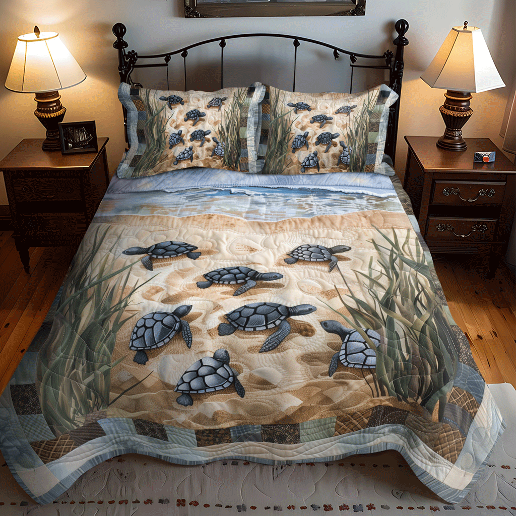 Sea Turtle Sojourn 3-Piece Quilted Bedding Set NCU0TH1327