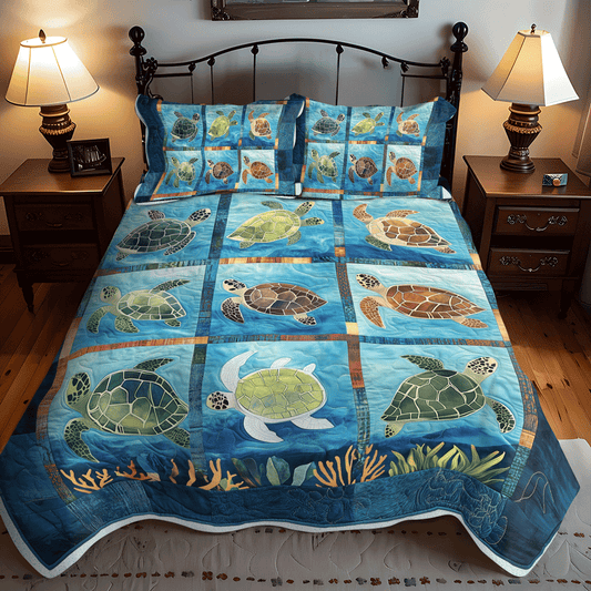 Sea Turtle Treasure 3-Piece Quilted Bedding Set NCU0TL1136