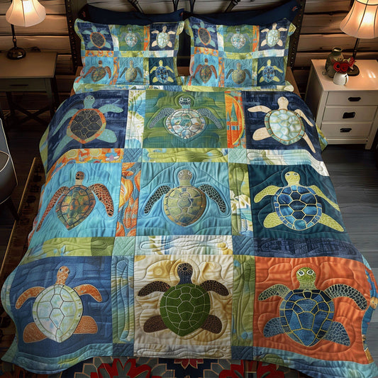 Sea Turtle Treasure 3-Piece Quilted Bedding Set NCU0TL764