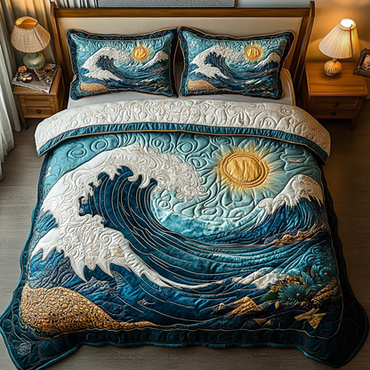 Sea Whisper 3-Piece Quilted Bedding Set NCU0DV5653