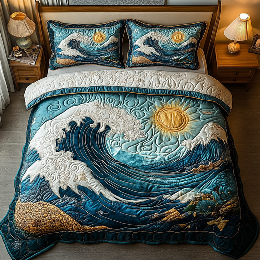 Sea Whisper 3-Piece Quilted Bedding Set NCU0DV5653