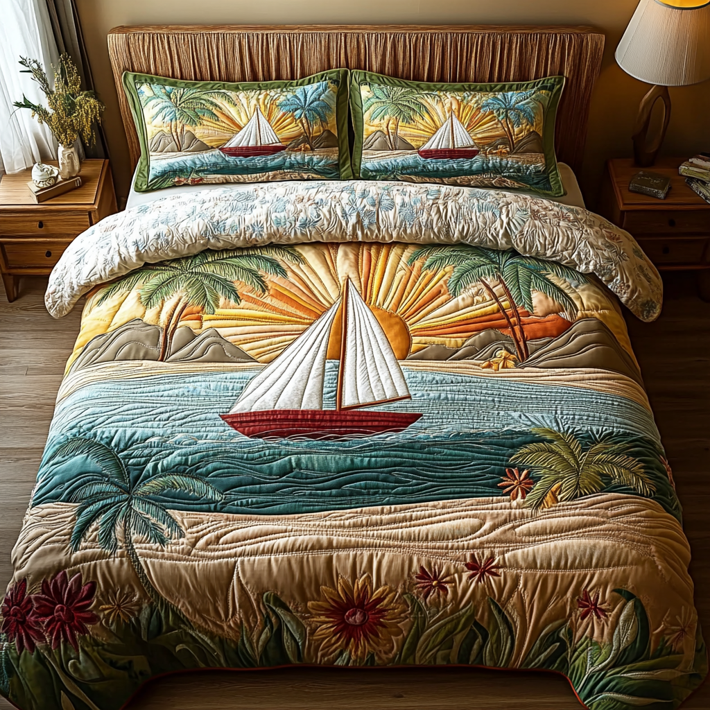 Seabreeze Retreat 3-Piece Quilted Bedding Set NCU0DV4428
