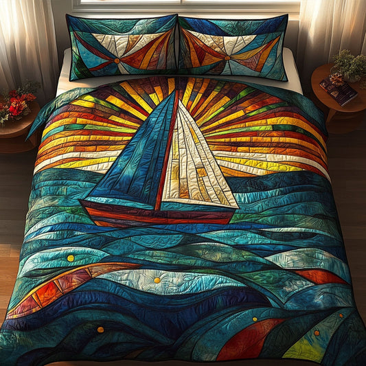 Seafaring Adventure 3-Piece Quilted Bedding Set NCU0PT5455