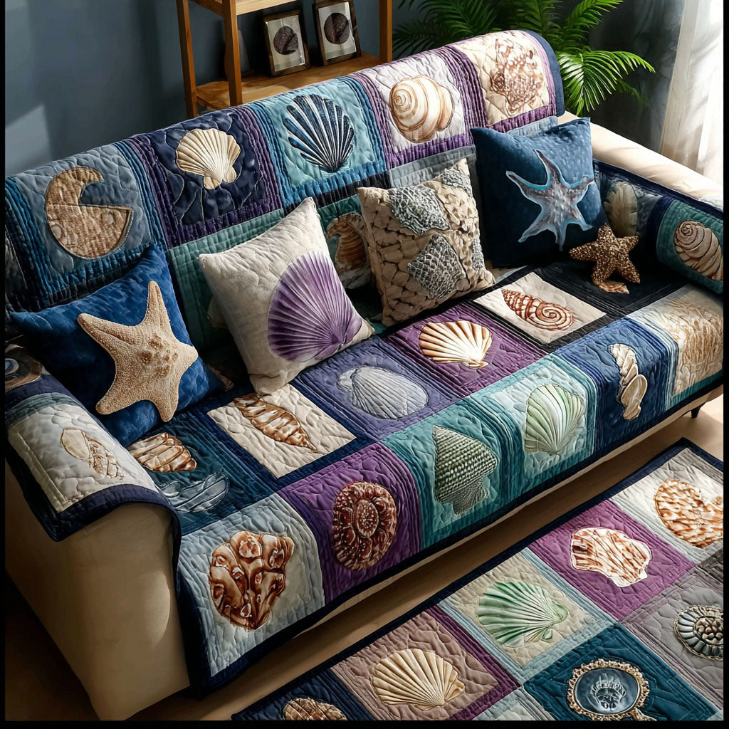 Seafoam Mosaic Quilted Sofa Cover NCU0PT11144