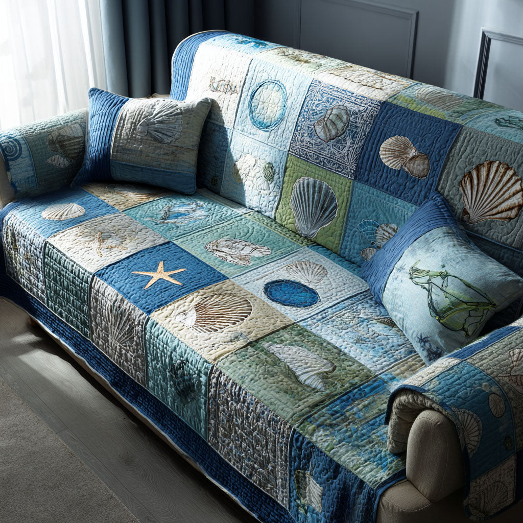 Seaglass Dreams Quilted Sofa Cover NCU0PT11145