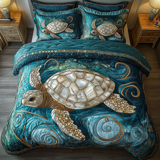 Seagrass Turtle Dance 3-Piece Quilted Bedding Set NCU0NT7343