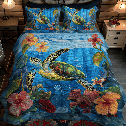 Seascape Symphony 3-Piece Quilted Bedding Set NCU0TL601