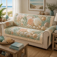 Seashell Serenity Quilted Sofa Cover NCU0DV9814