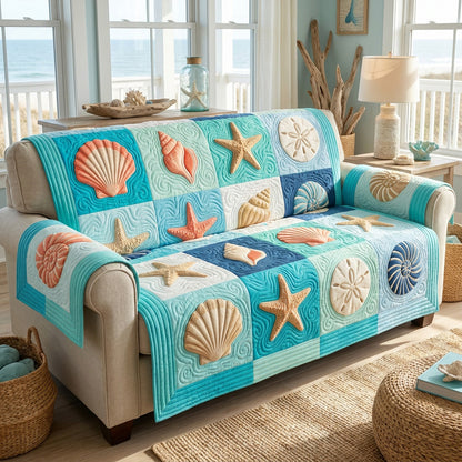 Seashell Breeze Quilted Sofa Cover NCU0TV1973