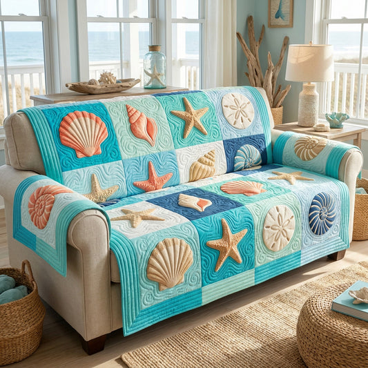 Seashell Breeze Quilted Sofa Cover NCU0TV1973