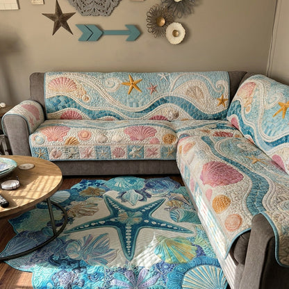 Seashell Cottage Quilted Sofa Cover NCU0PT11795