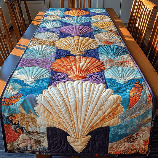 Seashell Harmony Quilted Table Runner NCU0TH2652