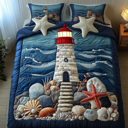 Seashell Haven 3-Piece Quilted Bedding Set NCU0NT4716