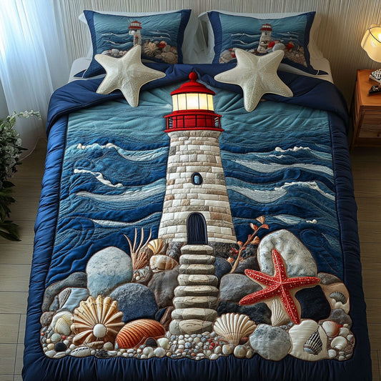 Seashell Haven 3-Piece Quilted Bedding Set NCU0NT4716
