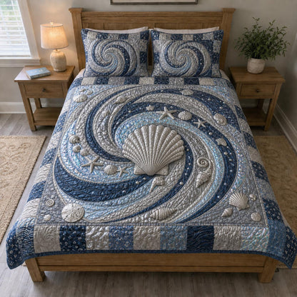 Seashell Serenity 3-Piece Quilted Bedding Set NCU0DV9778