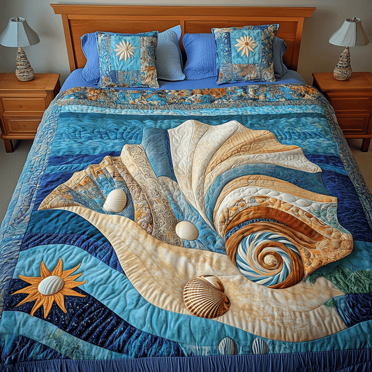 Seashell Serenity Quilted Bedding Set NCU0TH2686