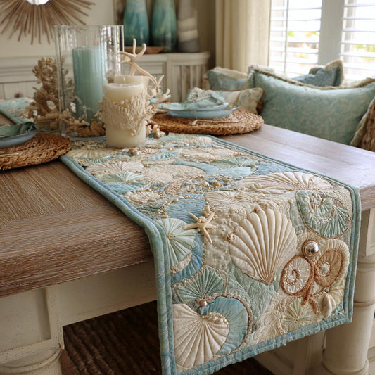 Seashell Serenity Quilted Table Runner NCU0DV9799