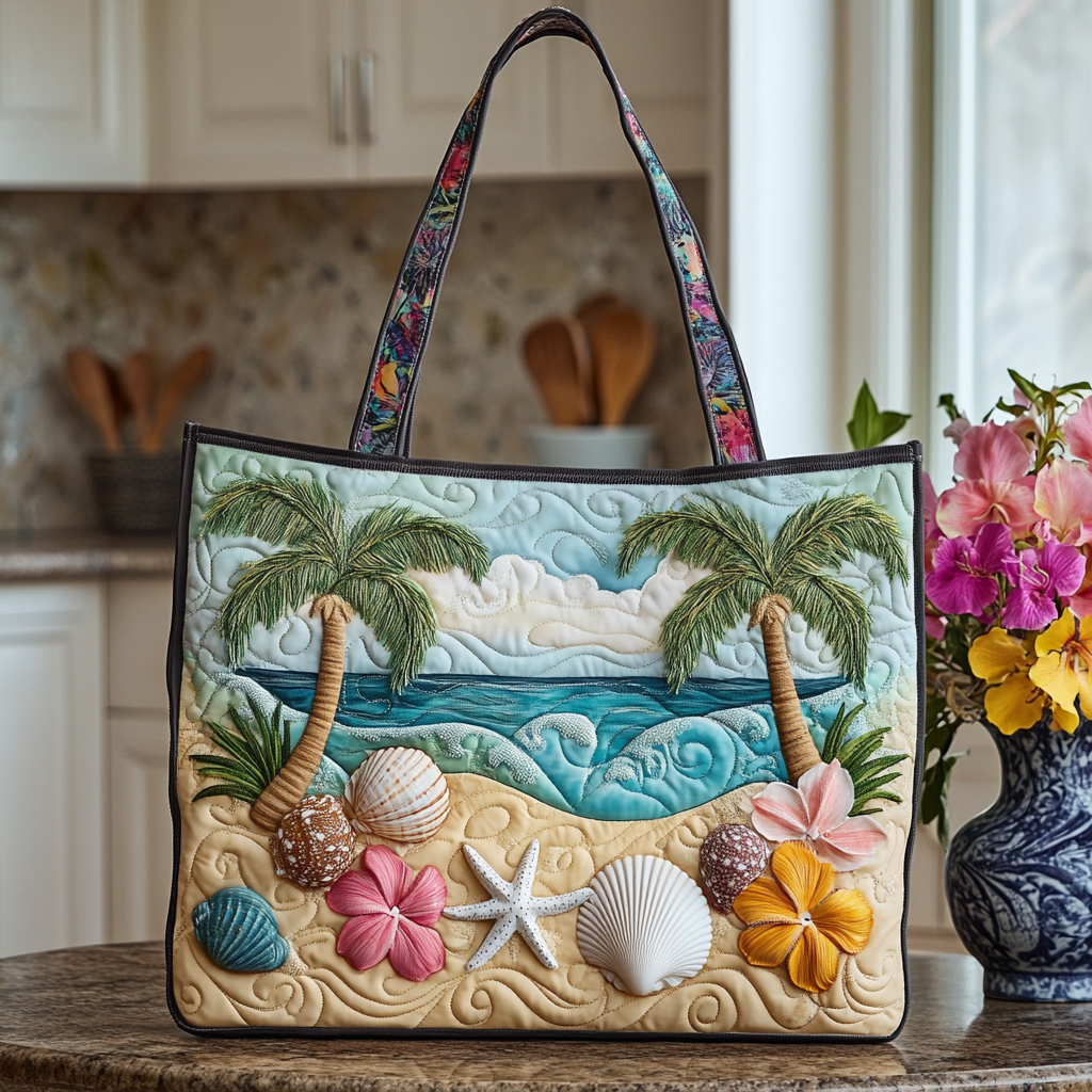 Seashell Serenity Quilted Tote Bag NCU0VL2668