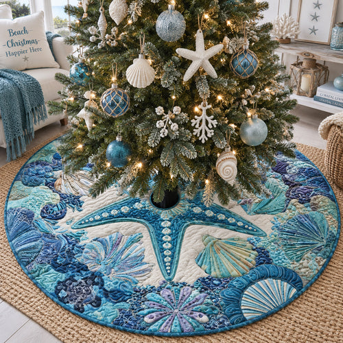 Seashell Symphony Christmas Quilted Tree Skirt NCU0PT12047