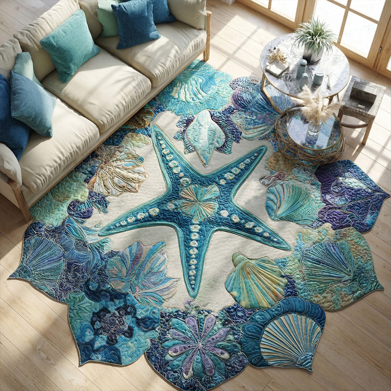 Shell Design Rug Ideas Seashell Symphony Custom Shape Area Rug NCU0PT11675 – Vantique