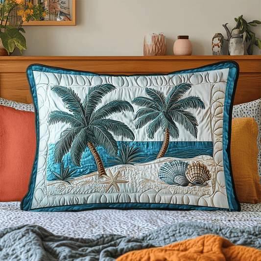 Seashells Palm Quilted Bedding Pillow Case NCU0DV4786