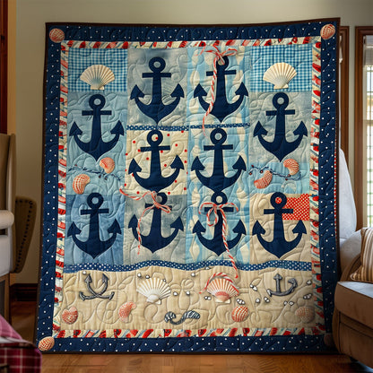 Seaside Anchors Quilted Blanket NCU0TH1320