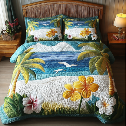 Seaside Bloom 3-Piece Quilted Bedding Set NCU0VL2525