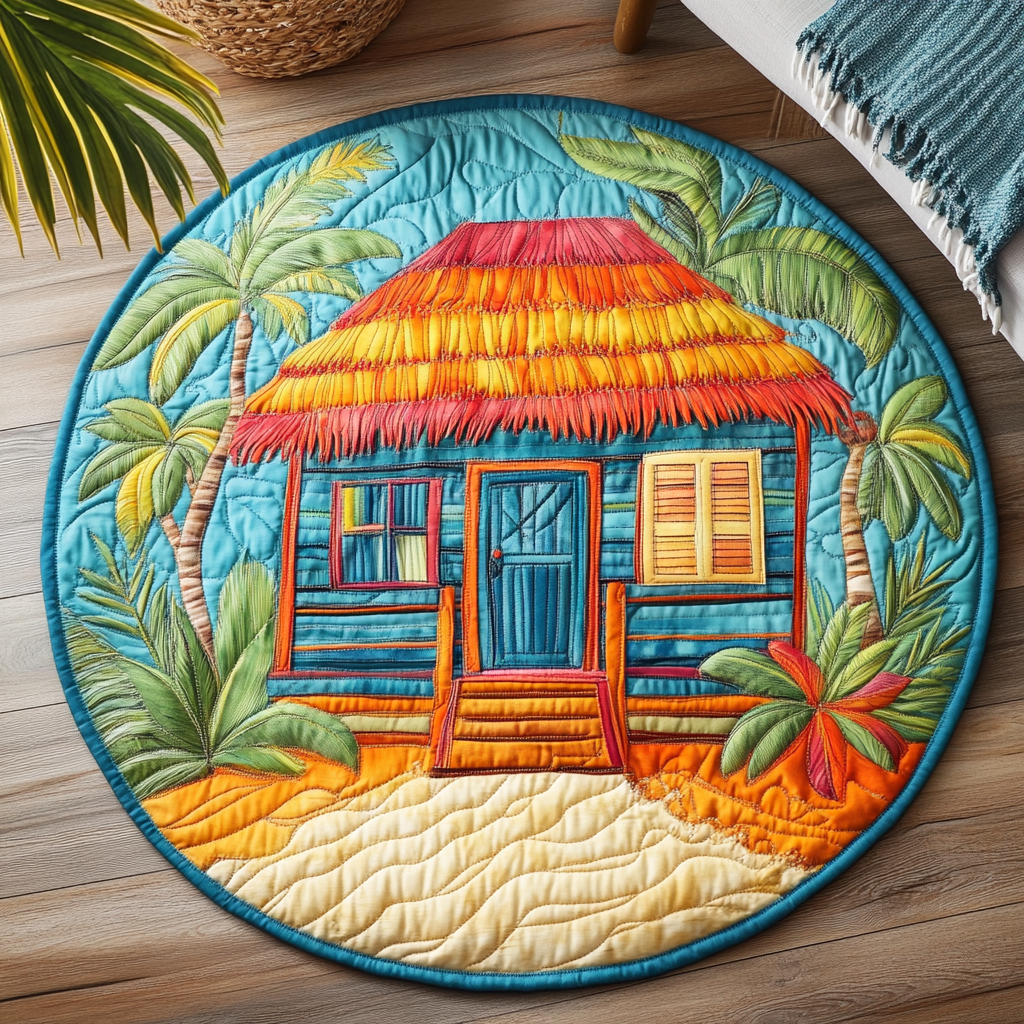 Seaside Delight Quilted Round Mat NCU0VH4795