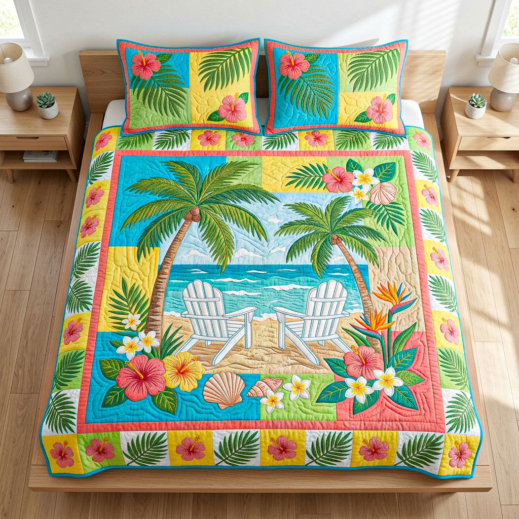 Seaside Dreams 3-Piece Quilted Bedding Set NCU0TD2603