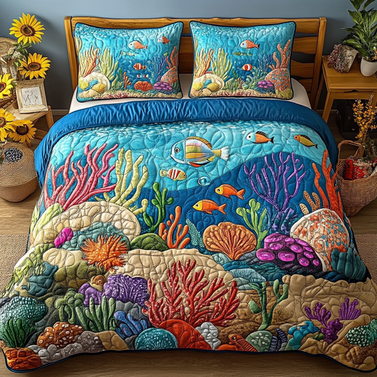 Seaside Dreams 3-Piece Quilted Bedding Set NCU0VL1621