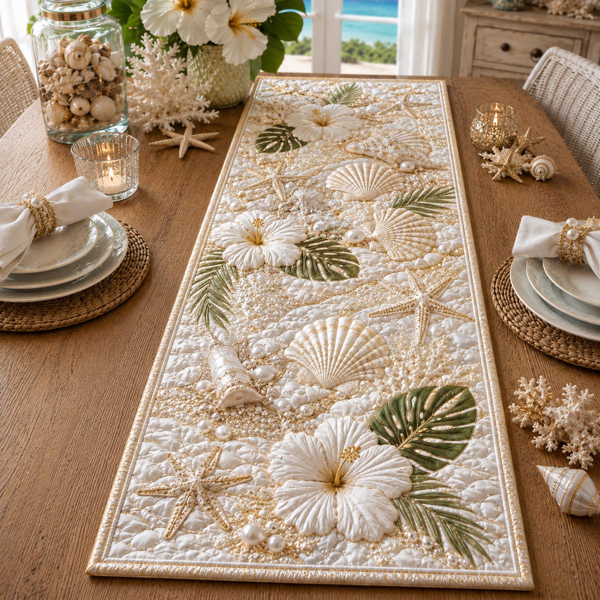 Seaside Escape Quilted Table Runner NCU0DV9807