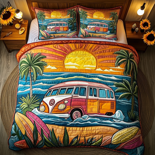 Seaside Glow 3-Piece Quilted Bedding Set NCU0VL1747