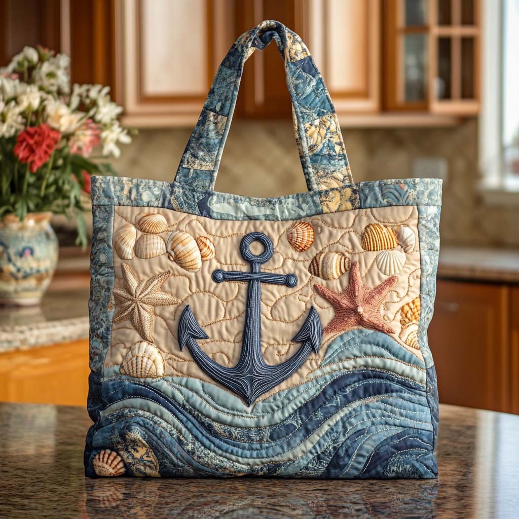 Seaside Grid Quilted Tote Bag NCU0NT9255