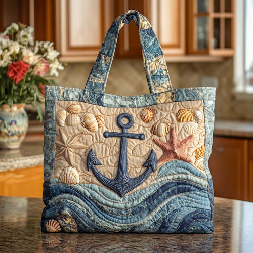 Seaside Grid Quilted Tote Bag NCU0NT9255
