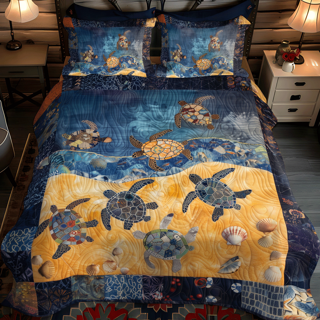 Seaside Journey 3-Piece Quilted Bedding Set NCU0TH1343