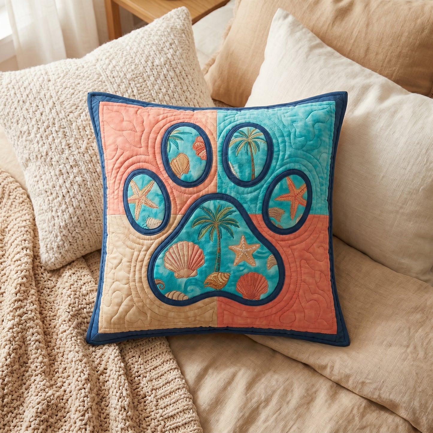 Seaside Paws Quilted Pillow Case NCU0TD2788